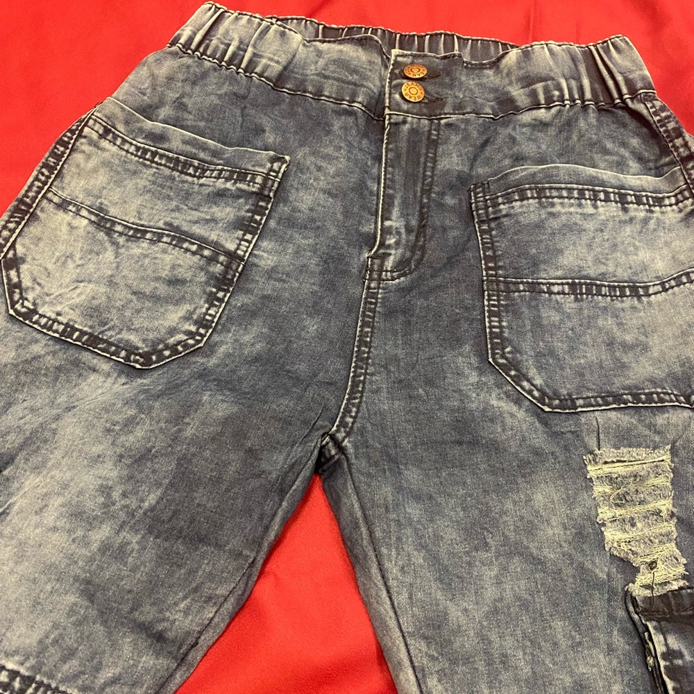 Denim cargo pants